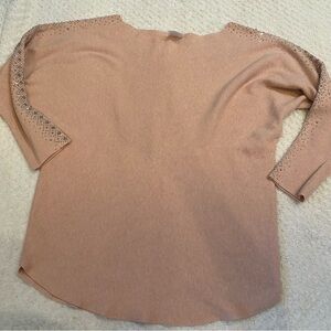 Sirenlily maternity Pink Blush Tones Long Sleeve Pullover Sweater Rhinestones